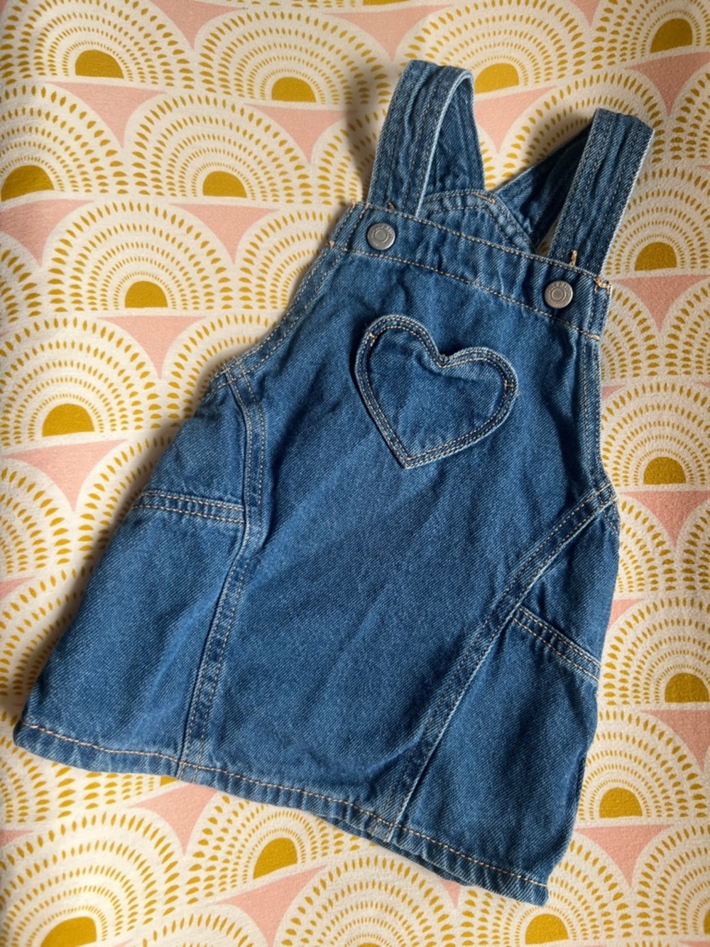 Old Navy Light Blue Denim Overalls with Gold Stitching